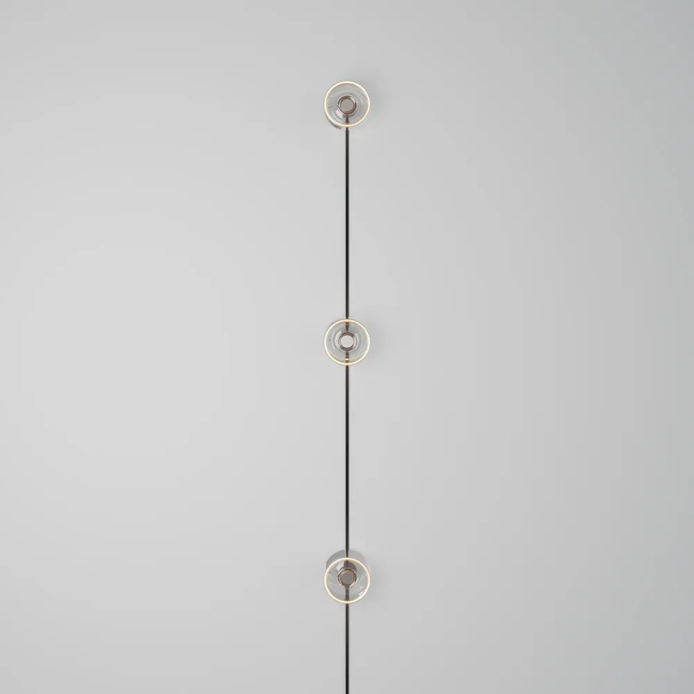 Spostaluce wandlamp met stekker, 3 Ghost lampen en zwarte kabel