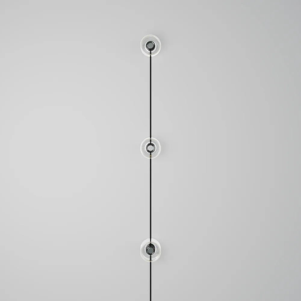 Spostaluce wandlamp met stekker, 3 Ghost lampen en zwarte kabel