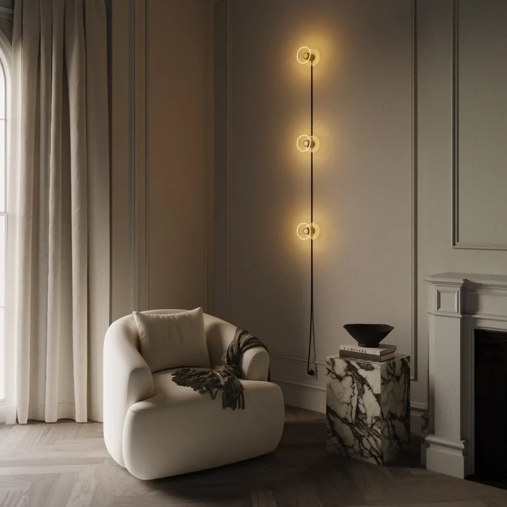 Spostaluce wandlamp met stekker, 3 Ghost lampen en zwarte kabel