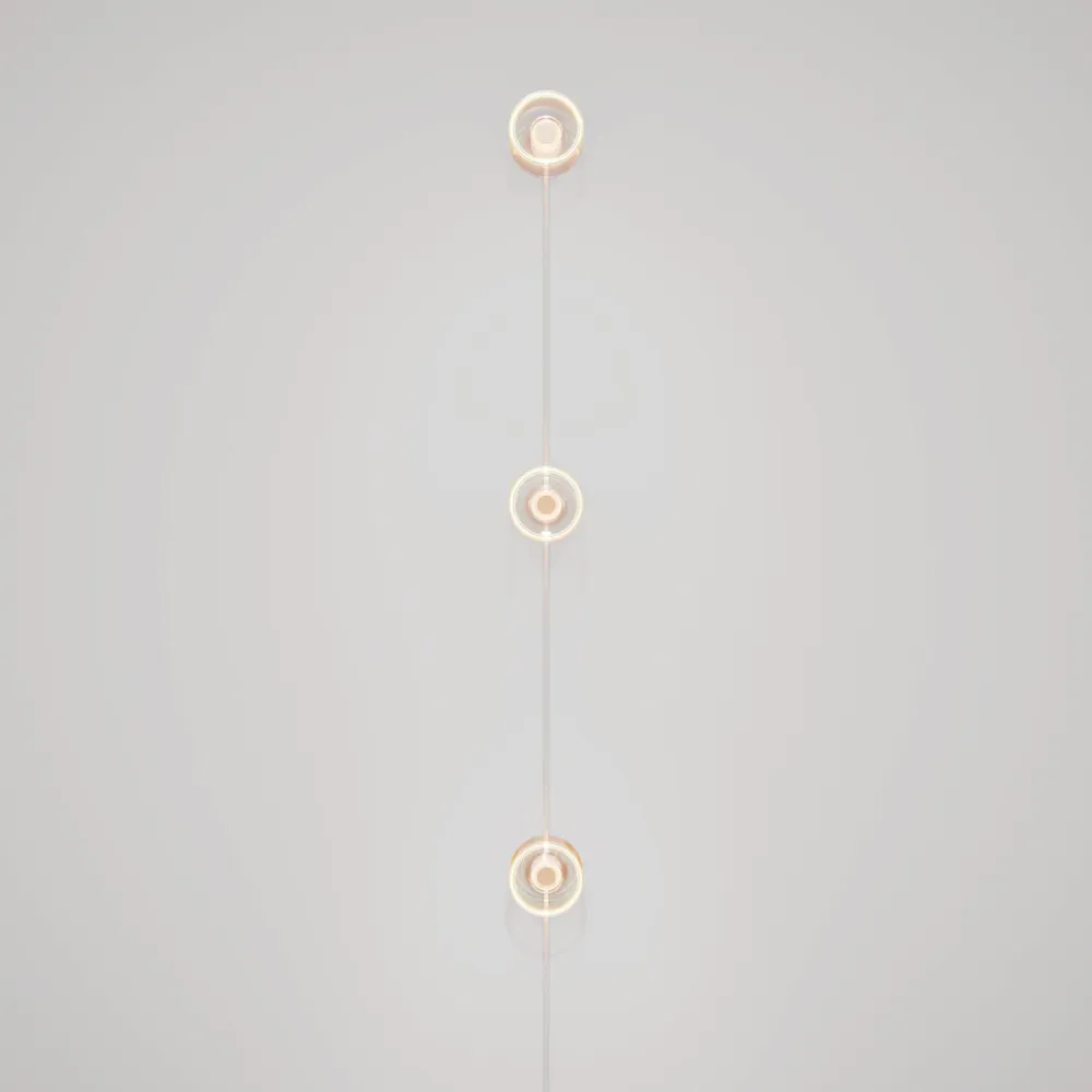 Spostaluce wandlamp met stekker, 3 Ghost lichtbronnen en grijs gemêleerd strijkijzersnoer