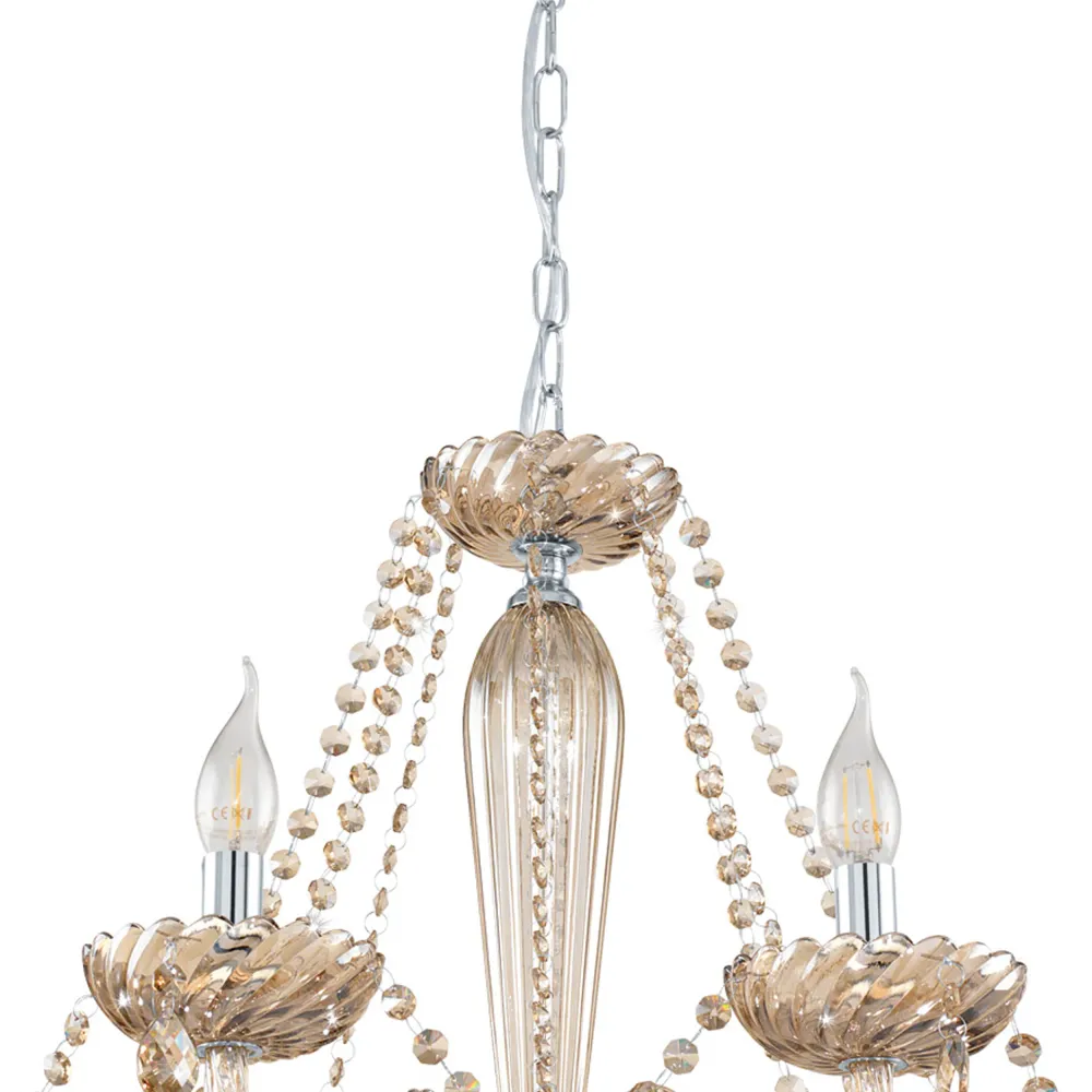 Stars Light hanglamp Basilano - e14 - ø 82 cm - chroom/cognac