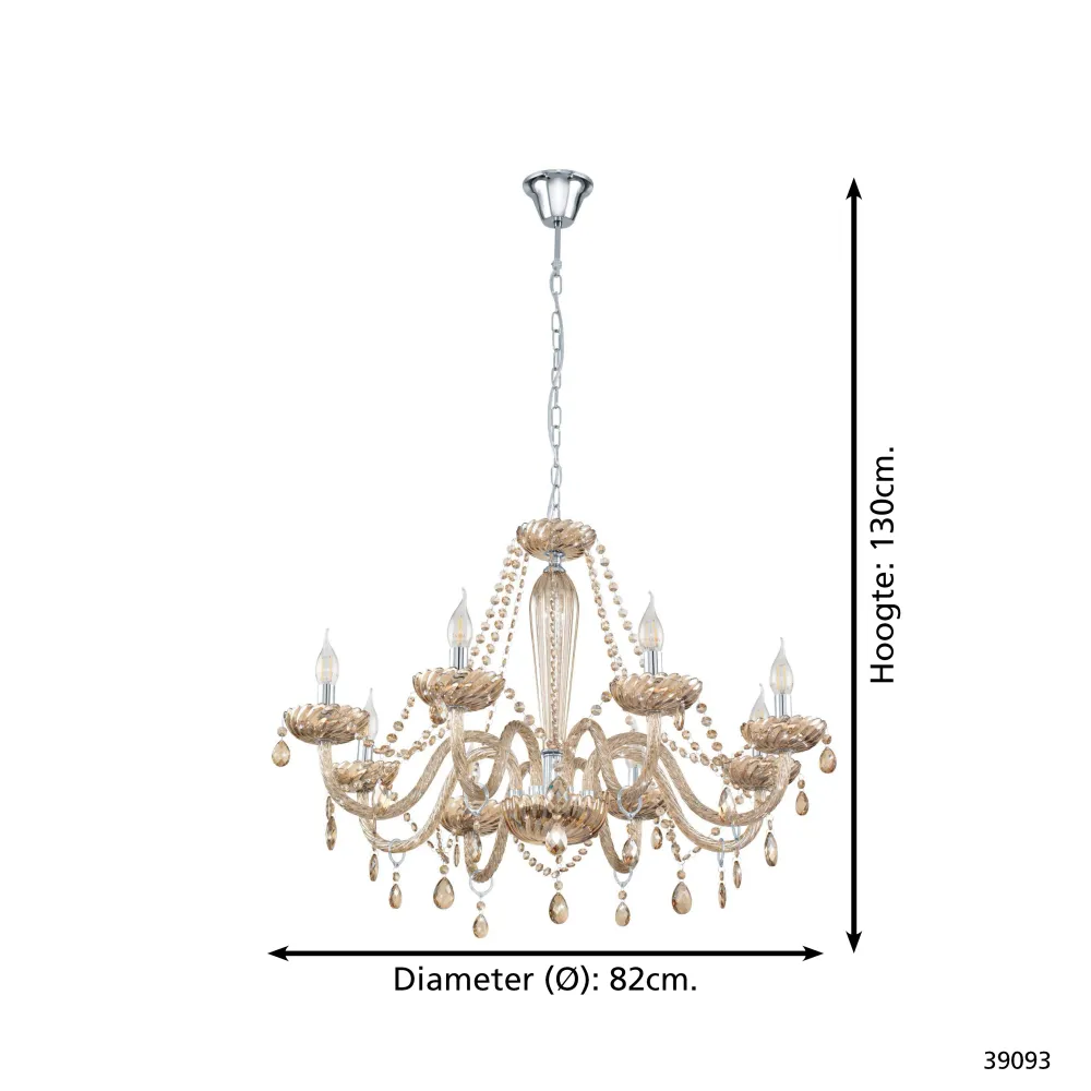 Stars Light hanglamp Basilano - e14 - ø 82 cm - chroom/cognac