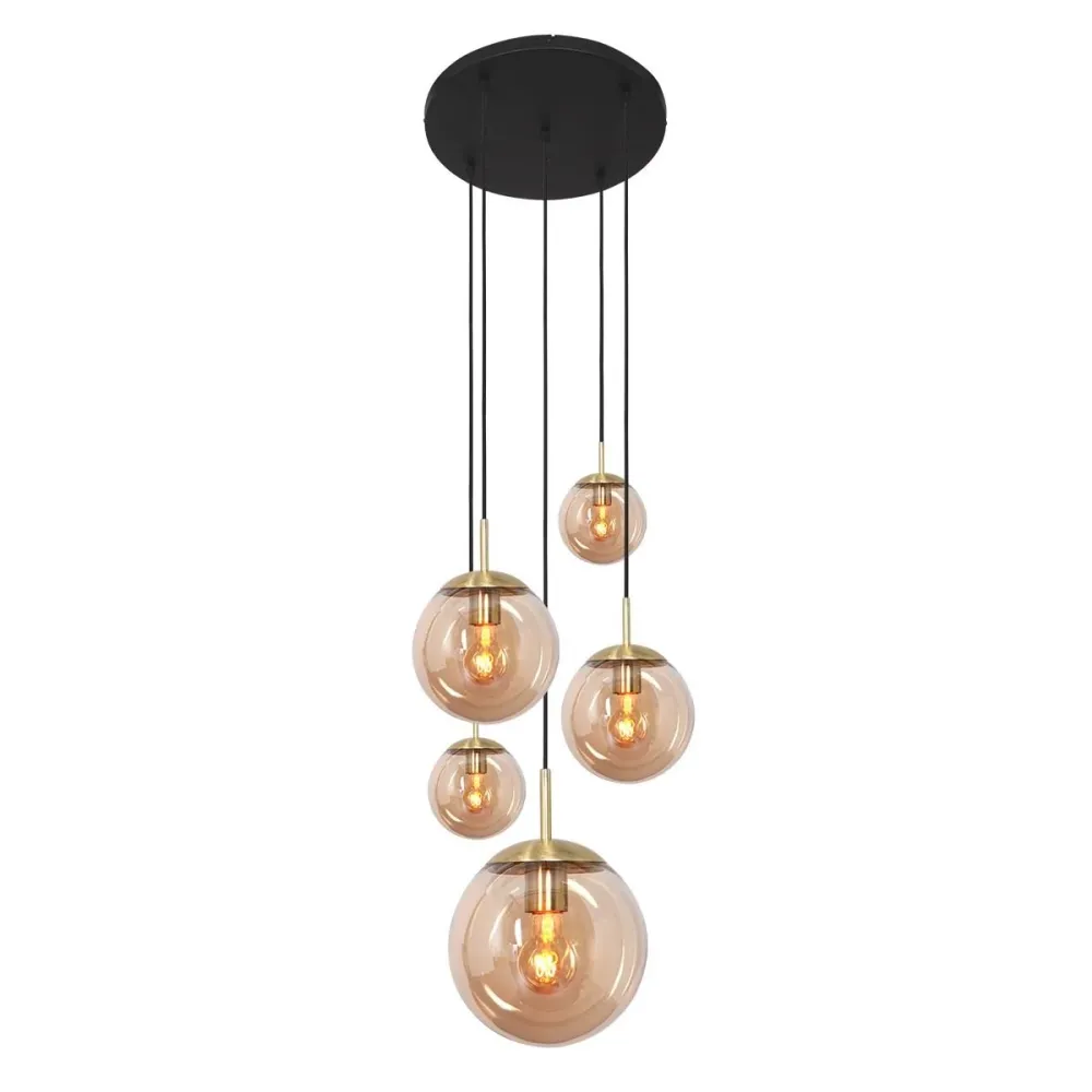 Steinhauer hanglamp bollique - 5 lichts - 60 x 375 cm - messing