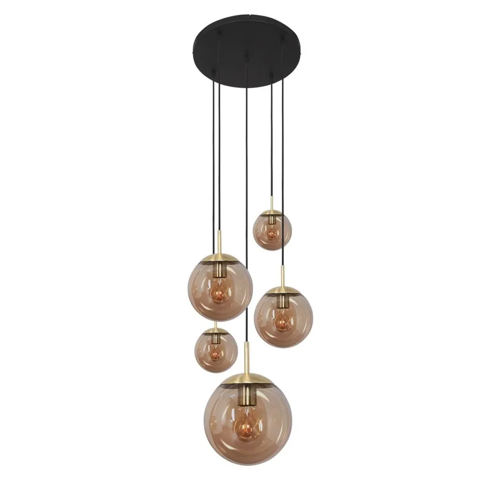 Steinhauer hanglamp bollique - 5 lichts - 60 x 375 cm - messing
