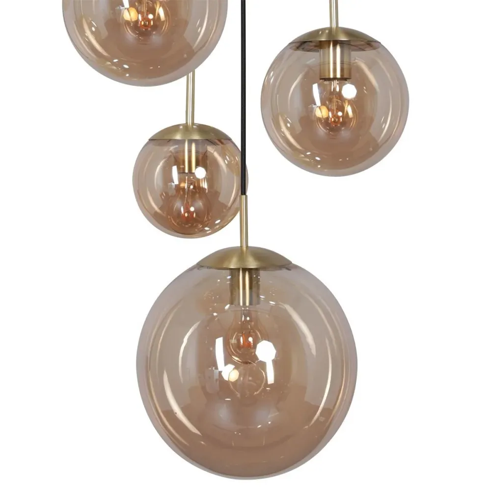 Steinhauer hanglamp bollique - 5 lichts - 60 x 375 cm - messing