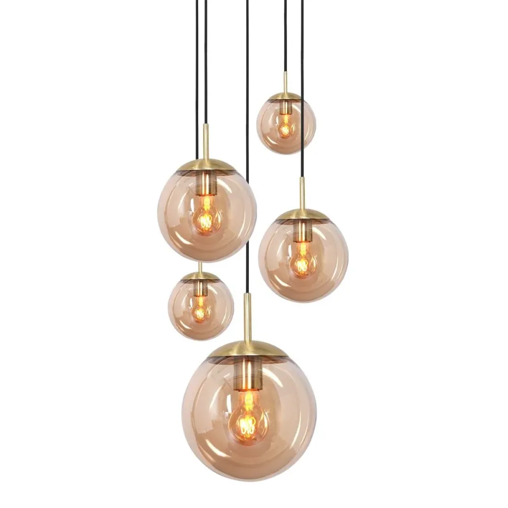 Steinhauer hanglamp bollique - 5 lichts - 60 x 375 cm - messing