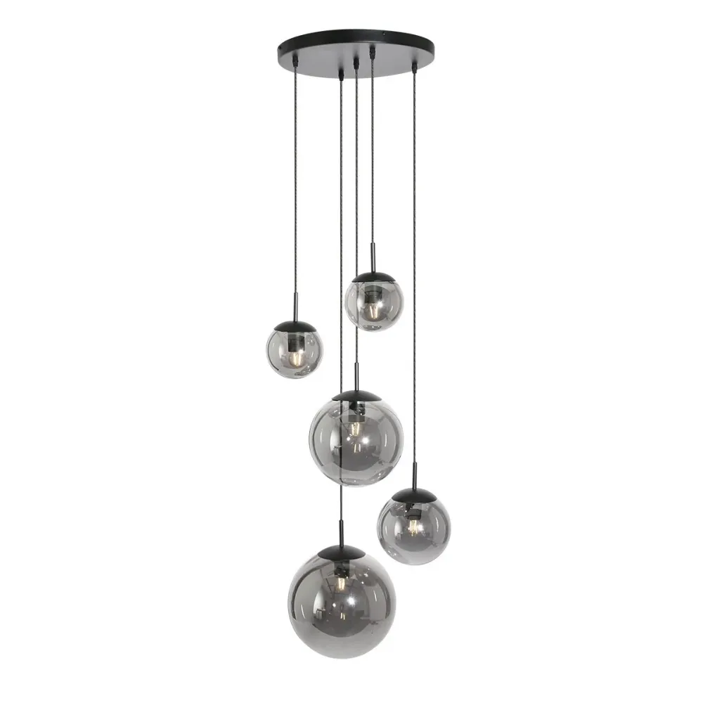 Steinhauer hanglamp bollique - 5 lichts - 60x 375 cm - zwart