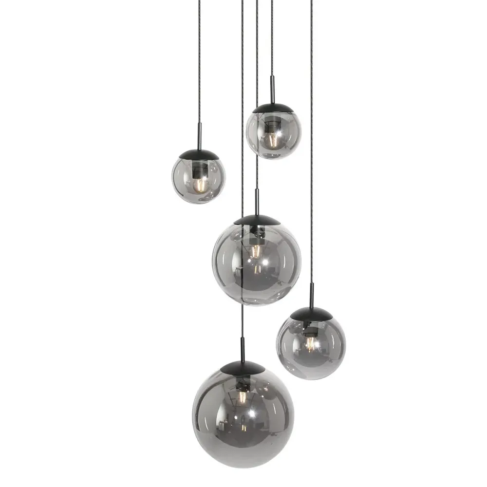 Steinhauer hanglamp bollique - 5 lichts - 60x 375 cm - zwart