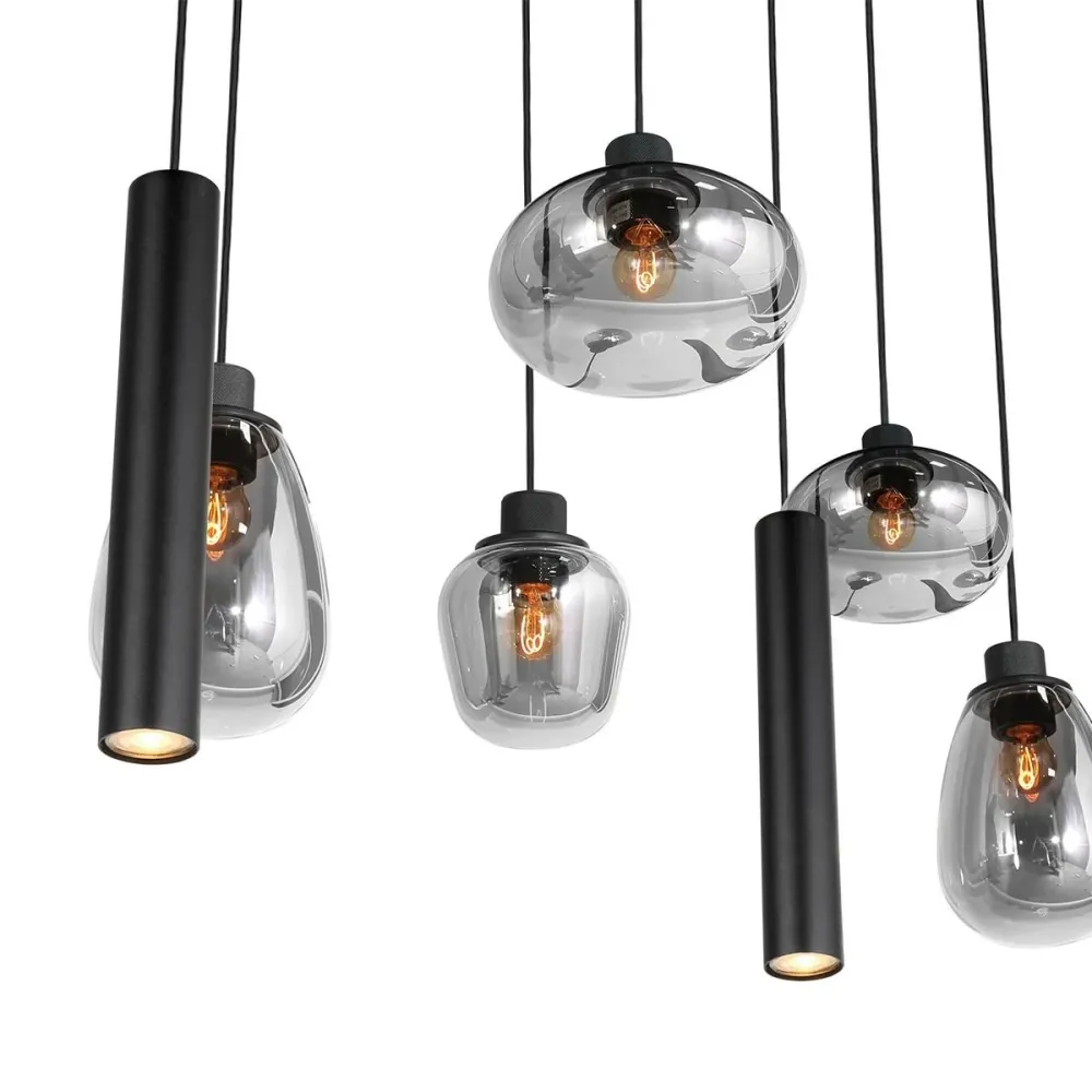 Steinhauer hanglamp reflexion - 9 lichts - 140 x 150 cm - zwart