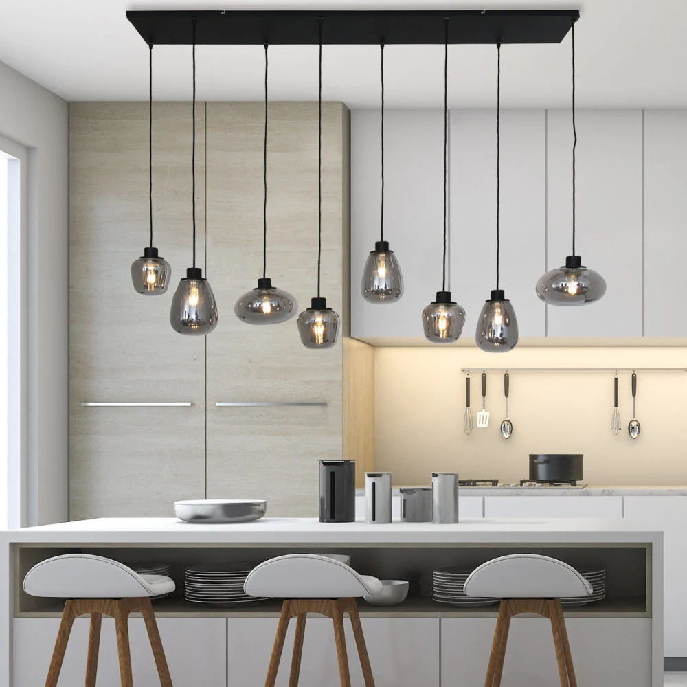 Steinhauer hanglamp reflexion - 8 lichts - 145x 160 cm - zwart