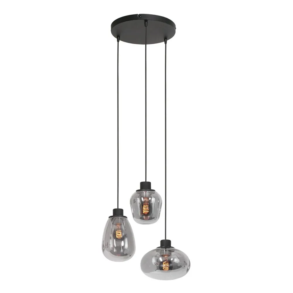 Steinhauer hanglamp reflexion - 3 lichts - 40x 370 cm - zwart