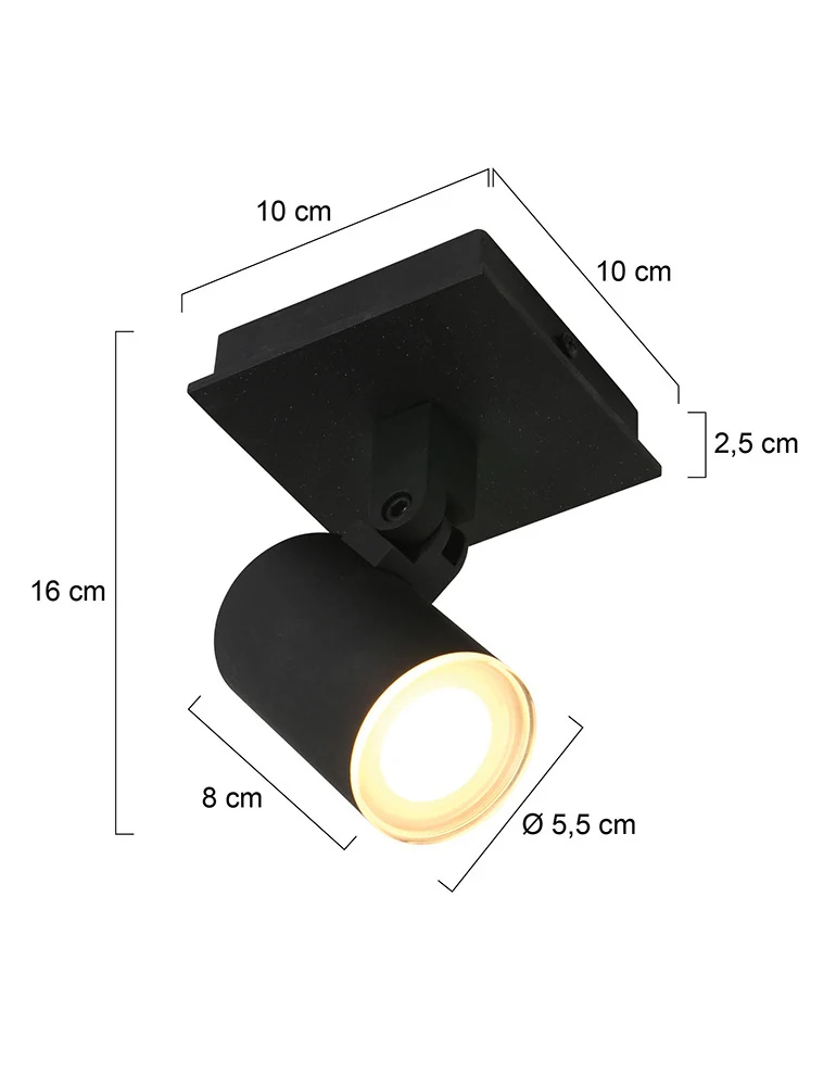 Steinhauer spot points - 1 lichts - 10x 16 cm - zwart