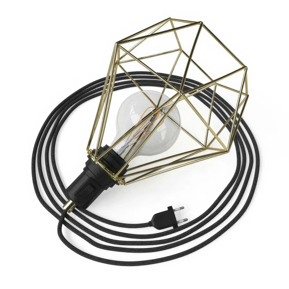 Table Snake - Plug- lamp met Diamond kooi-lampenkap - Messing