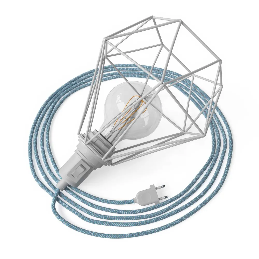 Table Snake - Plug- lamp met Diamond draadlampenkap - Wit