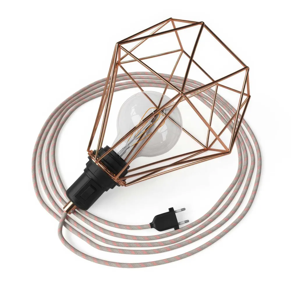 Table Snake - Plug- lamp met Diamond draadlampenkap - Koper