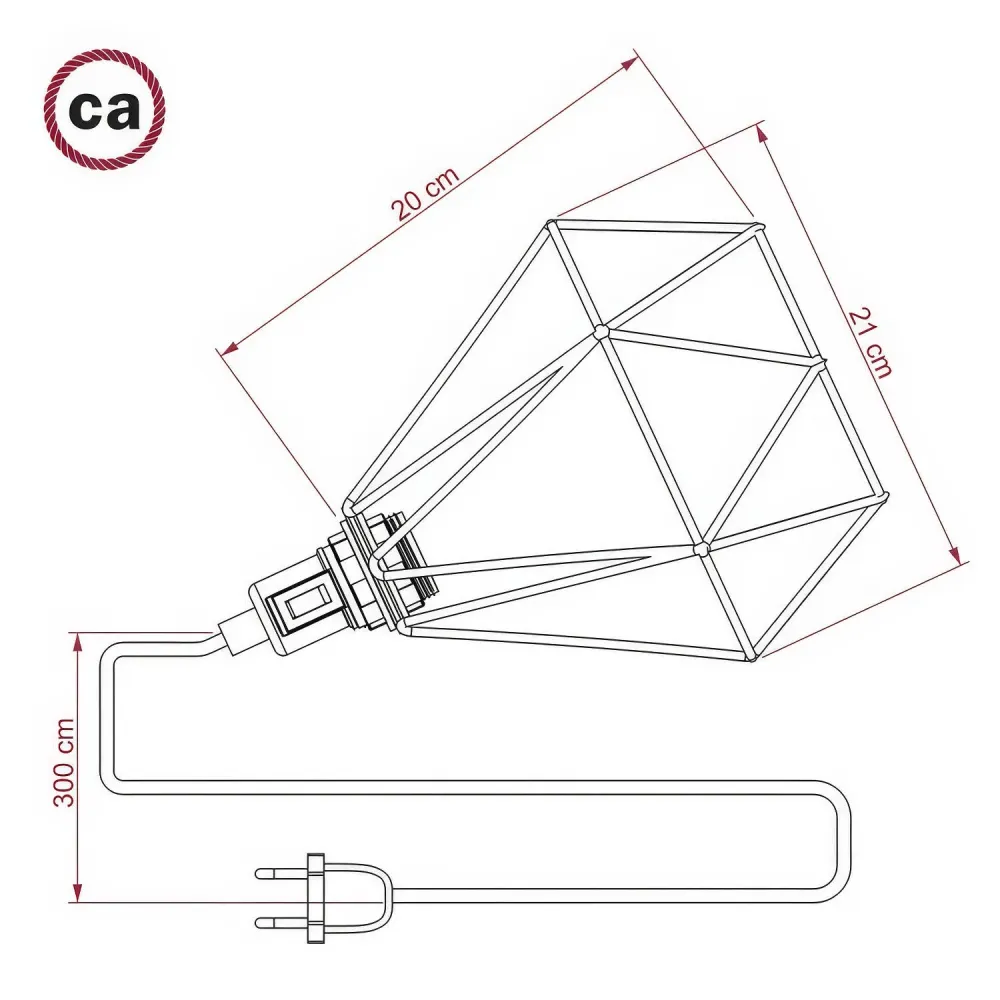 Table Snake - Plug- lamp met Diamond draadlampenkap - Koper