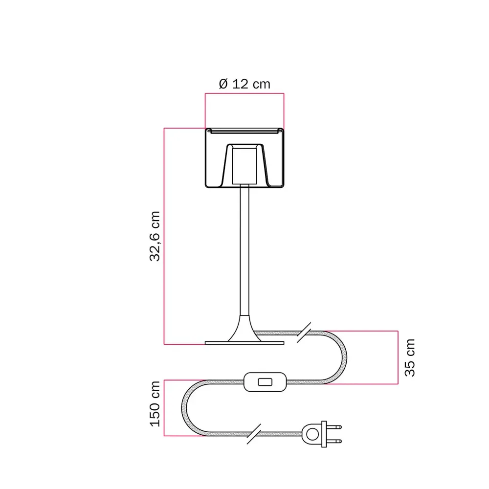 Tafellamp MAG-Y met ronde metalen voet en transparante Ghost lichtbron – Mat wit