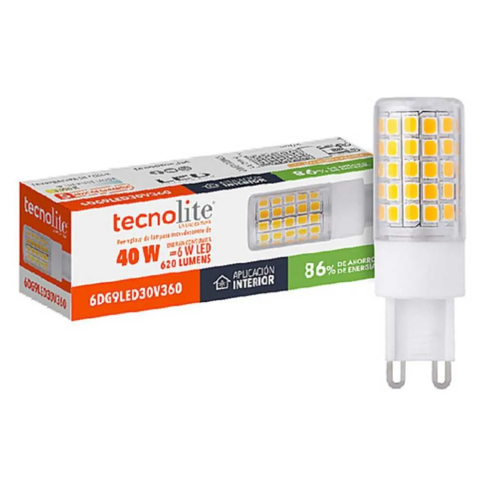 FOCO JCD 360 LED AMPOLLETA 6 W LUZ CALIDA BRILLANTE BASE G9 FLICKER FREE ATENUABLE *** OFRECER G95WDIMWWC *** TECNOLITE