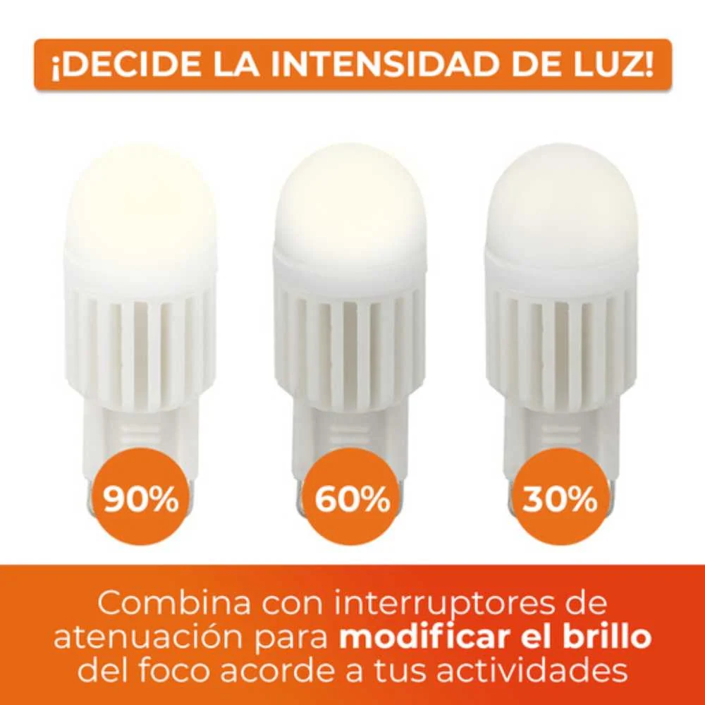 FOCO JCD LED AMPOLLETA 3 W LUZ CALIDA BRILLANTE BASE G9 ATENUABLE G9D-LED/3W/30 *** OFRECER LED-G9/BC *** TECNOLITE