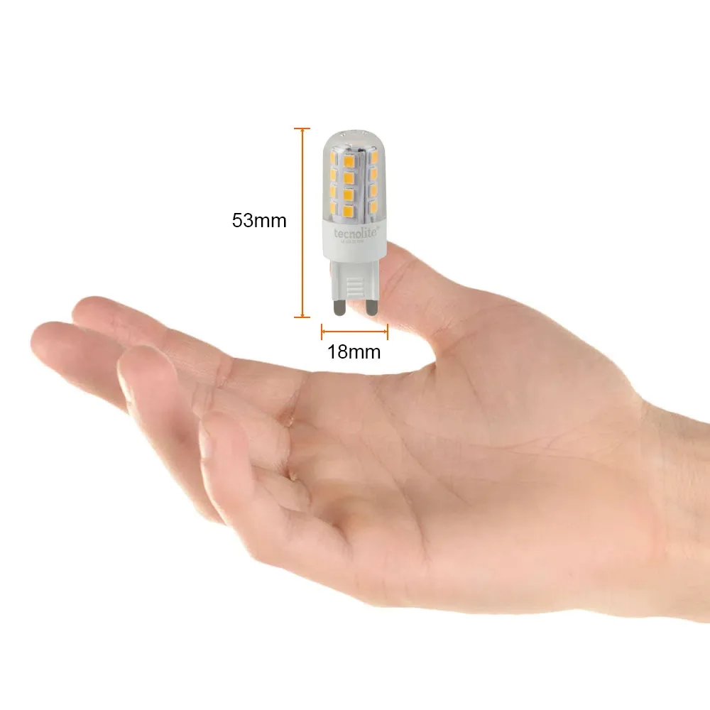 FOCO JCD LED AMPOLLETA 3 W LUZ CALIDA BRILLANTE BASE G9 ATENUABLE 3DG9LED30V300 TECNOLITE