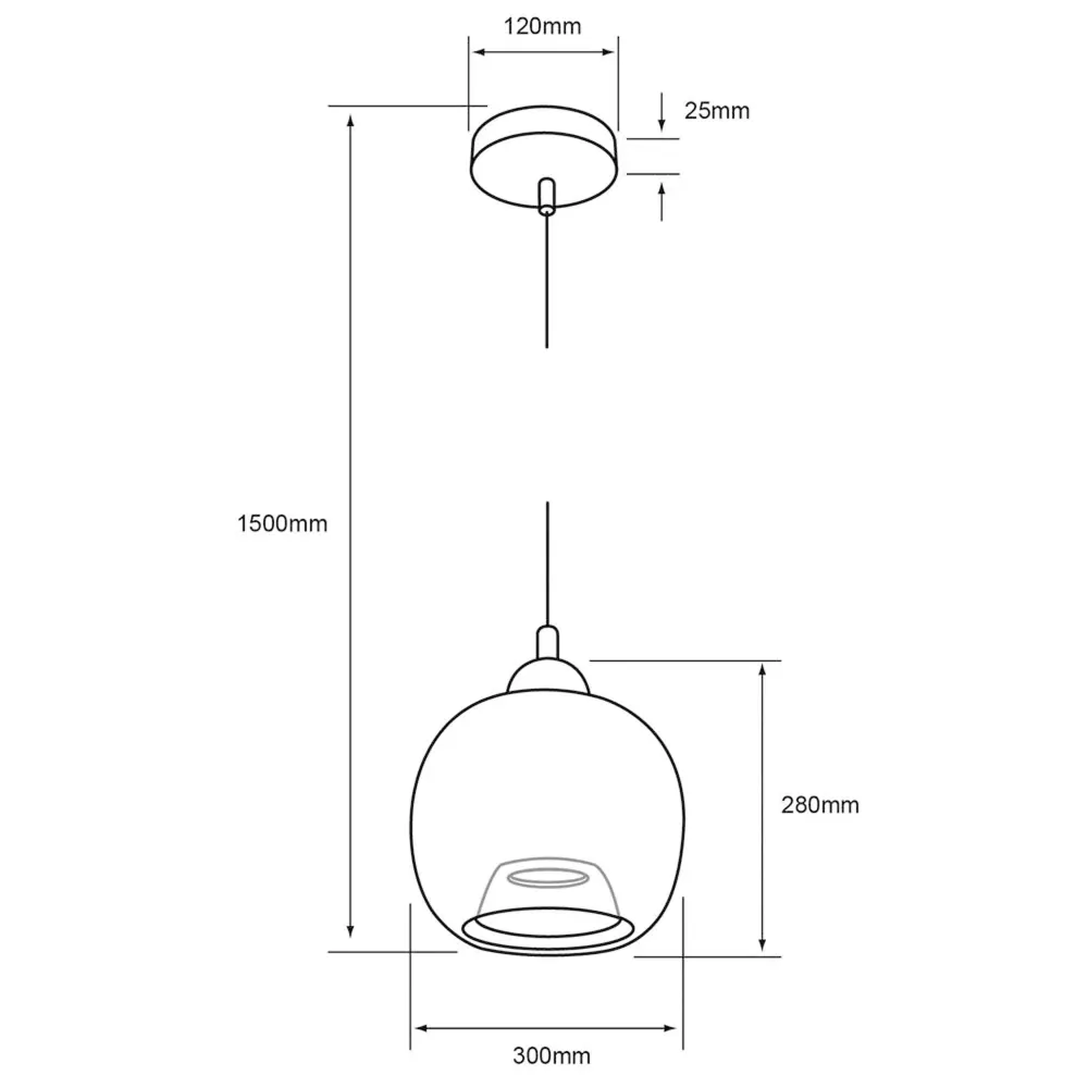 LAMPARA COLGANTE DE CRISTAL 1.50 M DE ALTURA POTENCIA MAX. 60 W 1 BASE E27 NO INCLUYE FOCO 60CTL8172MVCA TECNOLITE