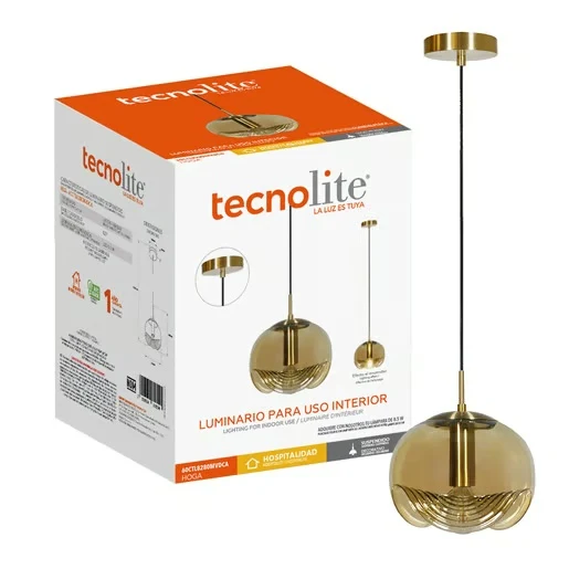LAMPARA COLGANTE DE CRISTAL 1.50 M DE ALTURA POTENCIA MAX. 60 W 1 BASE E27 NO INCLUYE FOCO 60CTL8280MVDCA TECNOLITE