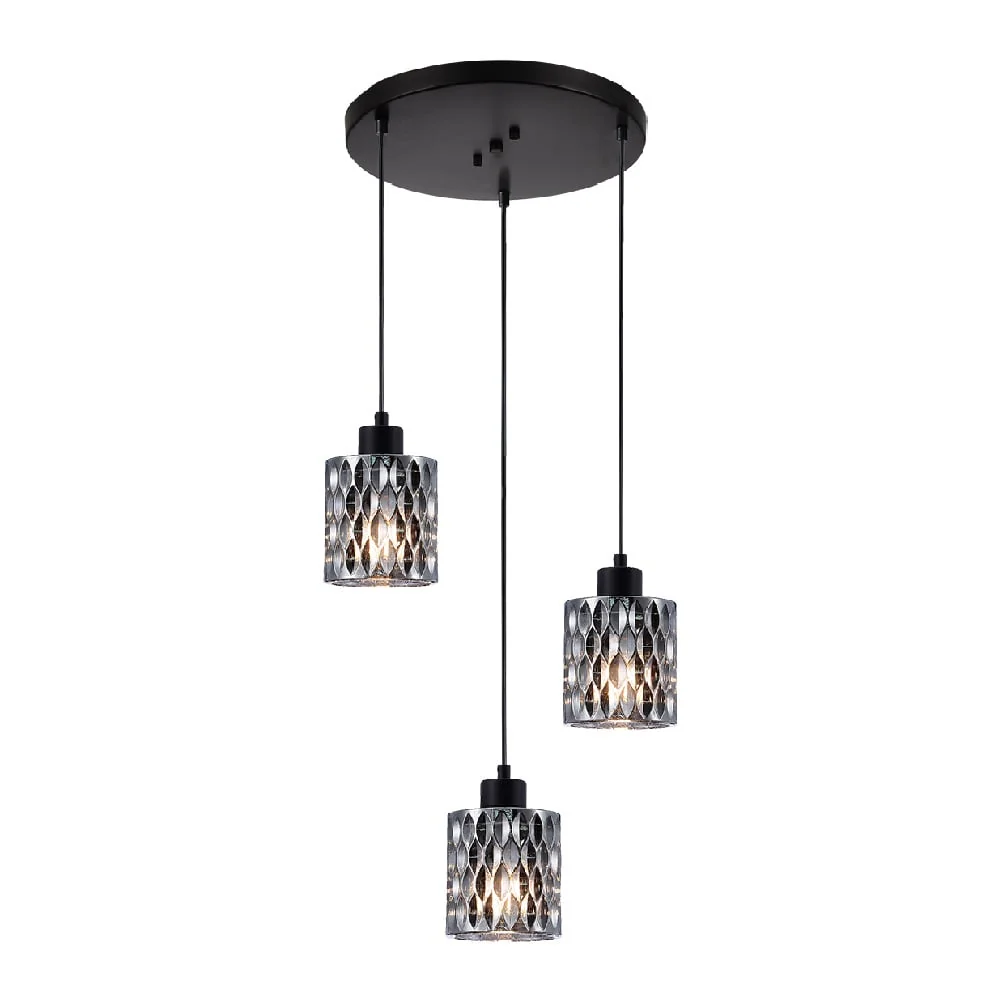 LAMPARA COLGANTE DE CRISTAL 1.71 M DE ALTURA POTENCIA MAX. 180 W 3 BASES E27 NO INCLUYE FOCOS TECNOLITE
