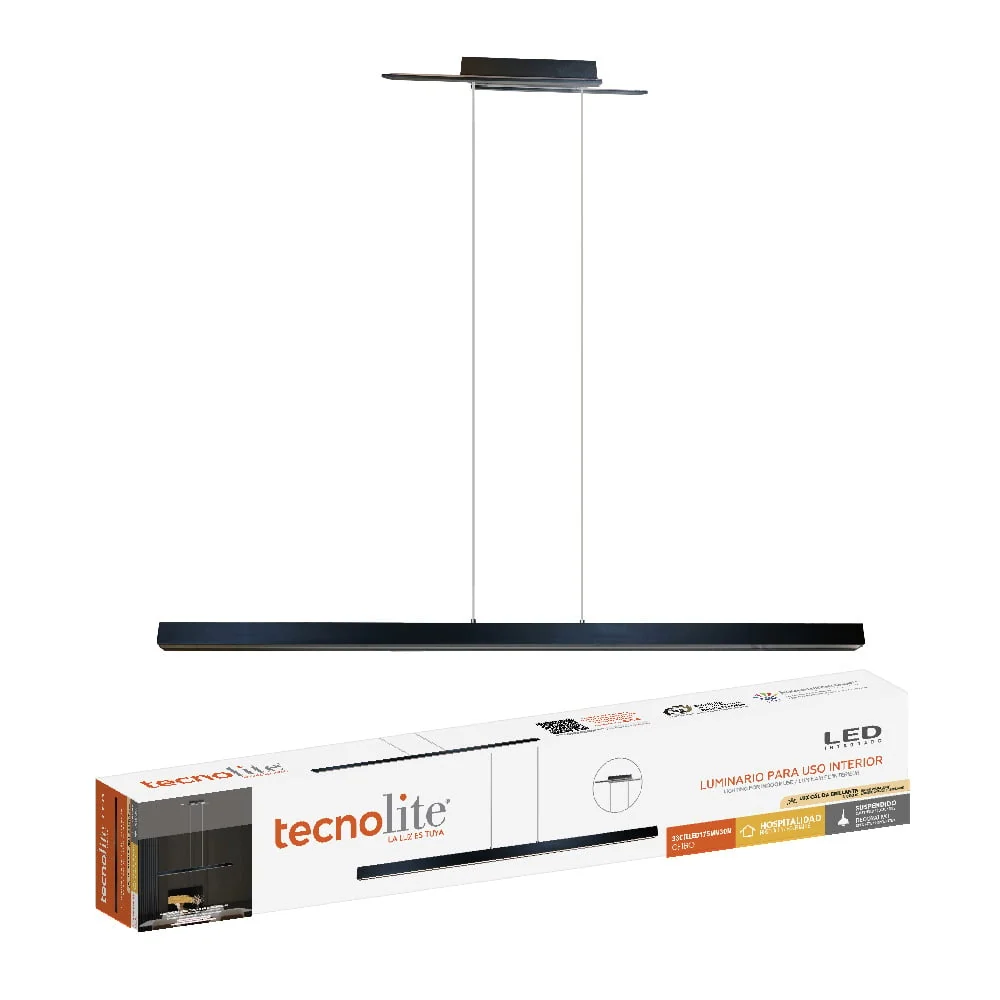LAMPARA COLGANTE LED 1.50 M DE ALTURA 33 W LUZ CALIDA BRILLANTE DIRECTA-INDIRECTA LED INTEGRADO TECNOLITE