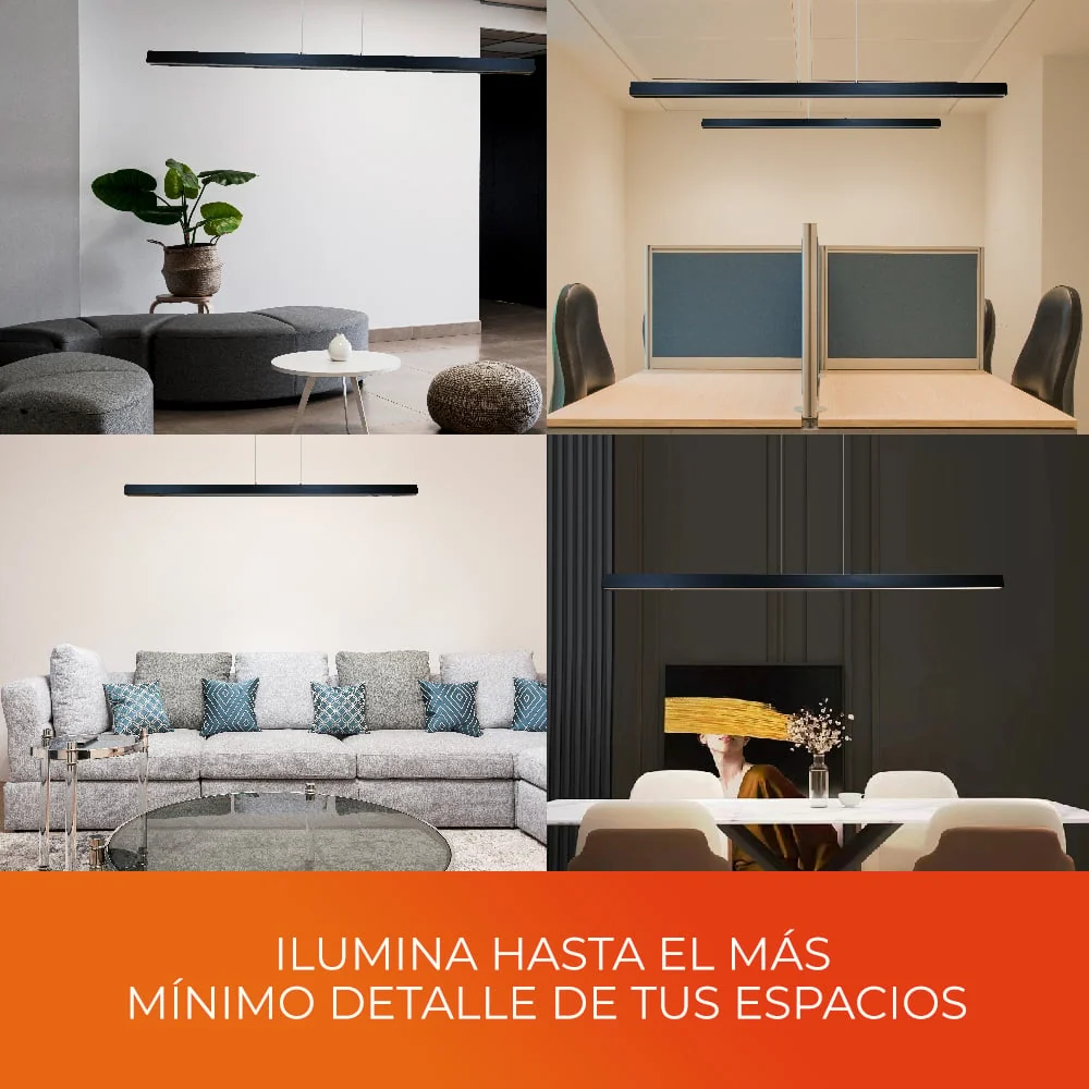 LAMPARA COLGANTE LED 1.50 M DE ALTURA 33 W LUZ CALIDA BRILLANTE DIRECTA-INDIRECTA LED INTEGRADO TECNOLITE