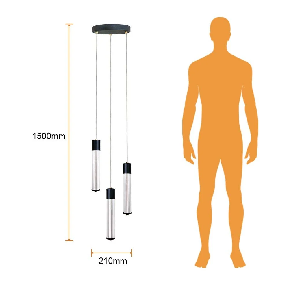 LAMPARA COLGANTE LED DE ACRILICO 1.50 M DE ALTURA 17 W LUZ CALIDA BRILLANTE 3 PANTALLAS NO ATENUABLE TECNOLITE