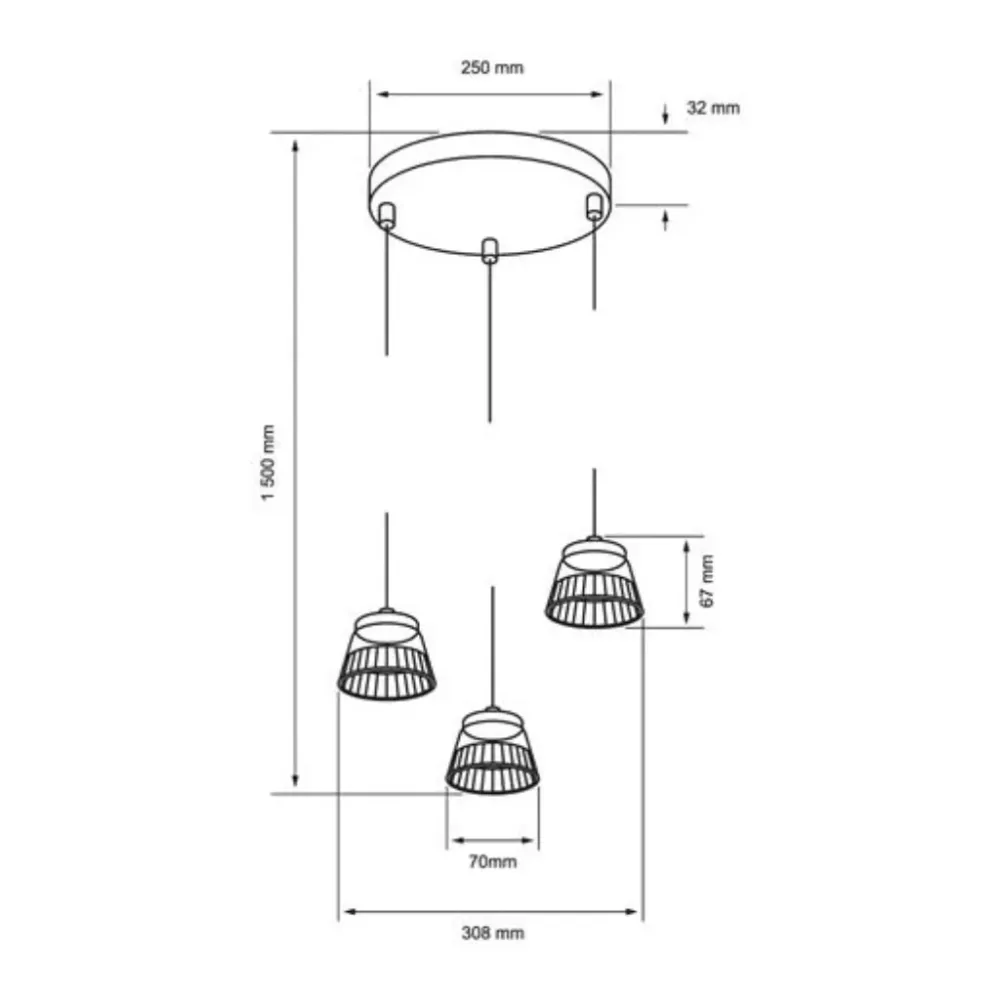 LAMPARA COLGANTE LED DE ACRILICO 1.50 M DE ALTURA 15.5 W LUZ CALIDA BRILLANTE 3 PANTALLAS NO ATENUABLE TECNOLITE