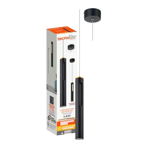 LAMPARA COLGANTE LED DE METAL 1.50 M DE ALTURA 8 W LUZ CALIDA BRILLANTE DIRECTA E INDIRECTA IRC 90 NO ATENUABLE 8CTLLED174...