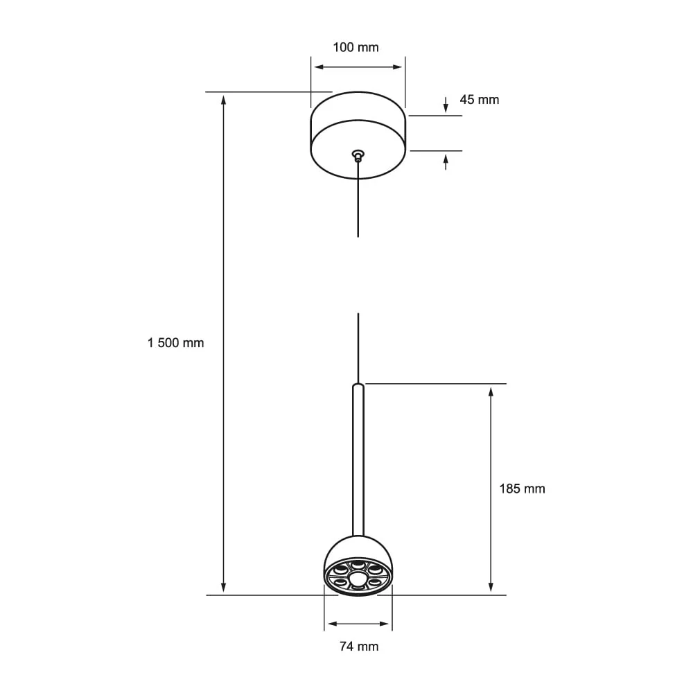 LAMPARA COLGANTE LED DE METAL 1.50 M DE ALTURA 9 W LUZ CALIDA BRILLANTE IRC 90 NO ATENUABLE 09CTLLED8302MV30ND TECNOLITE