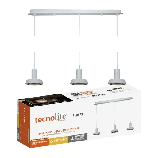 LAMPARA COLGANTE LED DE METAL 1.50 M DE ALTURA 35 W LUZ CALIDA BRILLANTE NO ATENUABLE LED INTEGRADO 35CTLLED013MV30B TECNO...