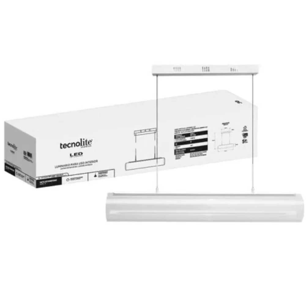 LAMPARA COLGANTE LED TUBO DE ACRILICO 1.20 M DE ALTURA 30 W LUZ CALIDA BRILLANTE PANTALLA TRANSPARENTE LED INTEGRADO TECNO...