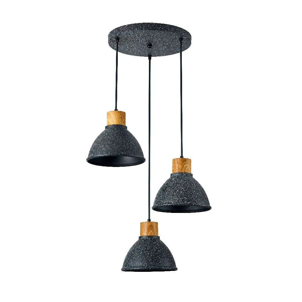LAMPARA COLGANTE DE METAL 1.53 M DE ALTURA POTENCIA MAX. 180 W 3 BASES E27 NO INCLUYE FOCOS 180CTL3313MVMN TECNOLITE