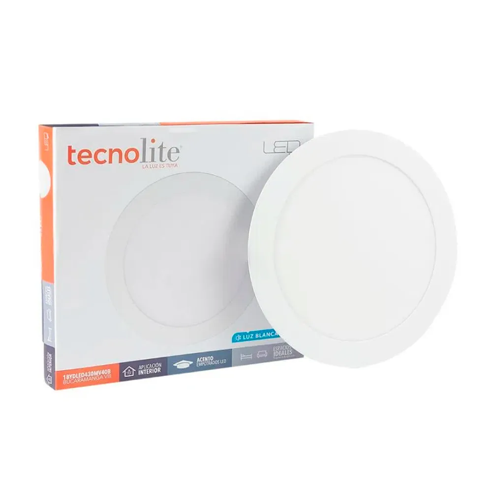 LAMPARA EMPOTRABLE DOWNLIGHT LED 18 W LUZ BLANCA NEUTRA NO ATENUABLE TECNOLITE