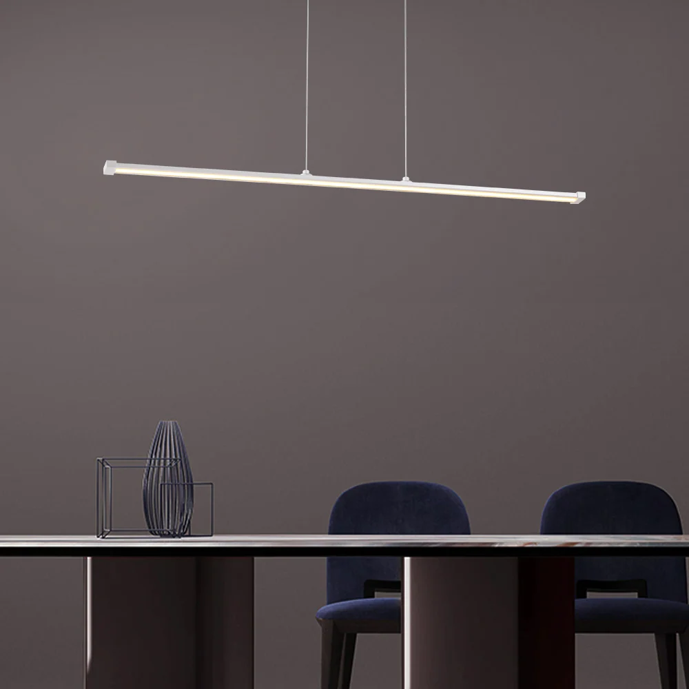 LAMPARA LINEAL COLGANTE LED DE METAL 1.21 M DE LONGITUD 48 W LUZ CALIDA BRILLANTE IRC 90 NO ATENUABLE TECNOLITE