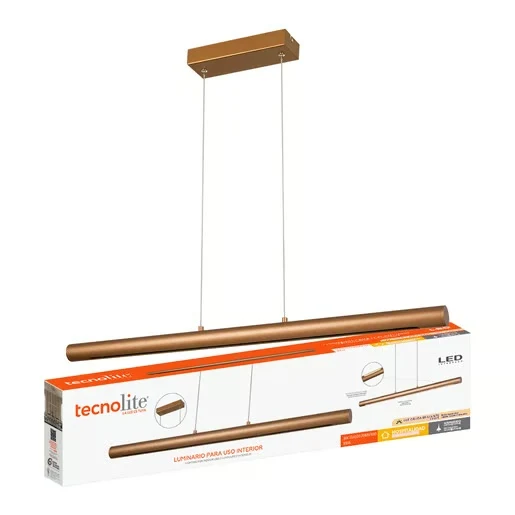 LAMPARA LINEAL COLGANTE LED DE METAL 88.5 CM DE LONGITUD 36 W LUZ CALIDA BRILLANTE IRC 90 NO ATENUABLE 36CTLLED170MV30D TE...