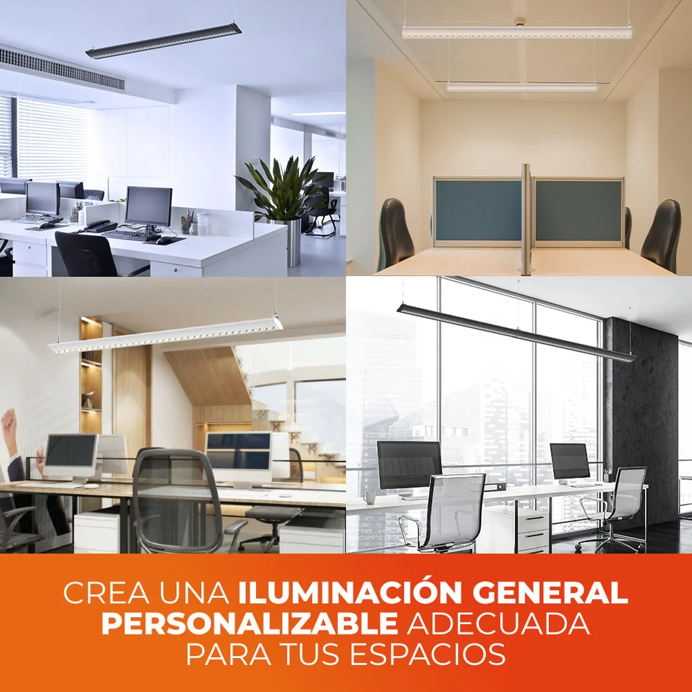 LAMPARA LINEAL LED INTERCONECTABLE 1.16 M 50 W LUZ BLANCA AJUSTABLE UGR