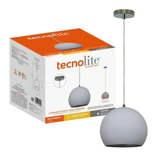 LAMPARA DE LUNA COLGANTE 1.50 M DE ALTURA POTENCIA MAX. 60 W 1 BASE E27 NO INCLUYE FOCO 60CTL7424MVCLU TECNOLITE