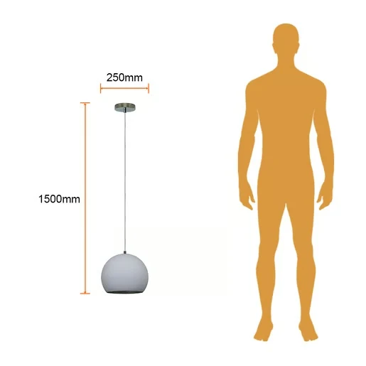 LAMPARA DE LUNA COLGANTE 1.50 M DE ALTURA POTENCIA MAX. 60 W 1 BASE E27 NO INCLUYE FOCO 60CTL7424MVCLU TECNOLITE