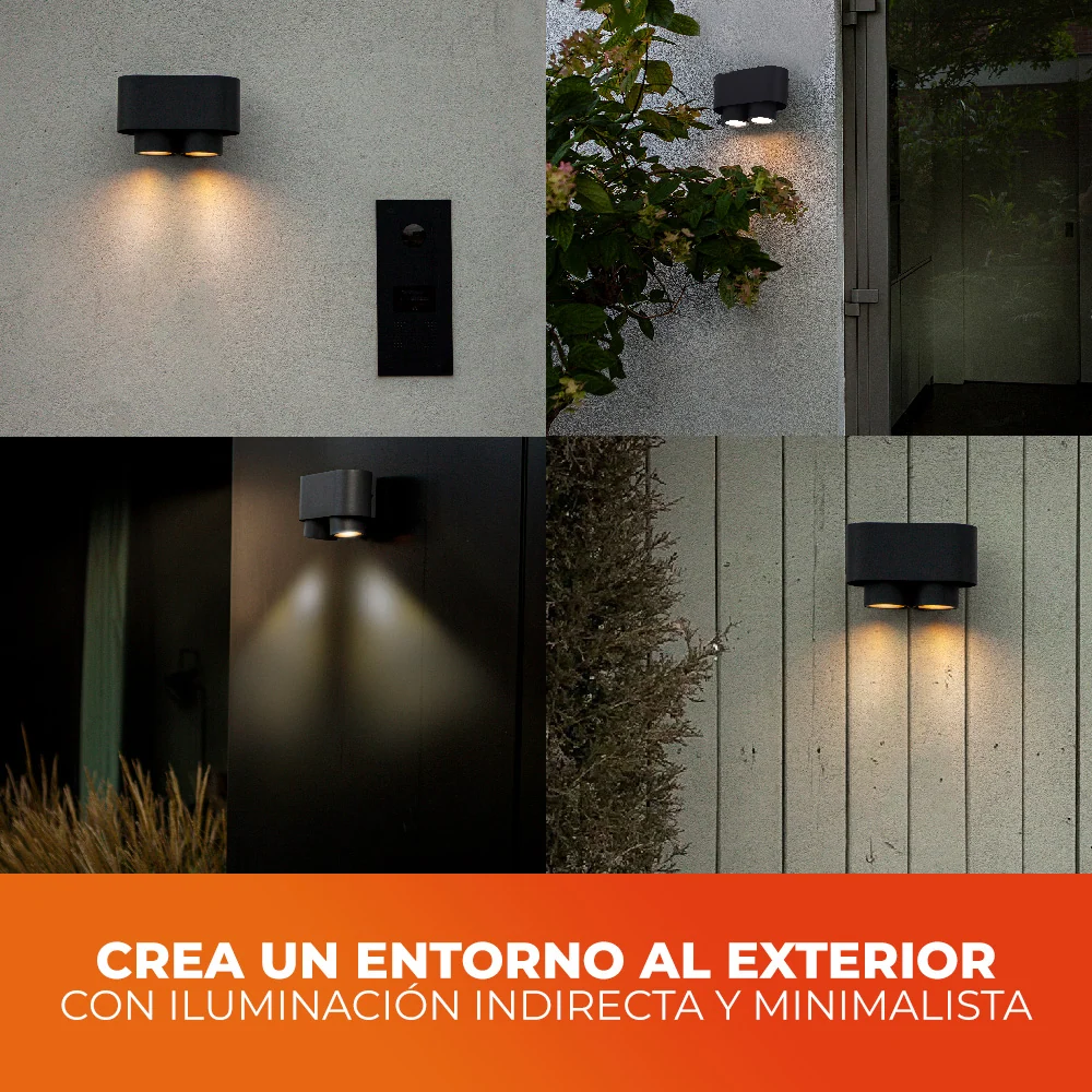 LAMPARA DE PARED ARBOTANTE EXTERIOR POTENCIA MAX. 12 W 2 BASES GU10 DIRIGIBLE IP44 NO INCLUYE FOCOS TECNOLITE