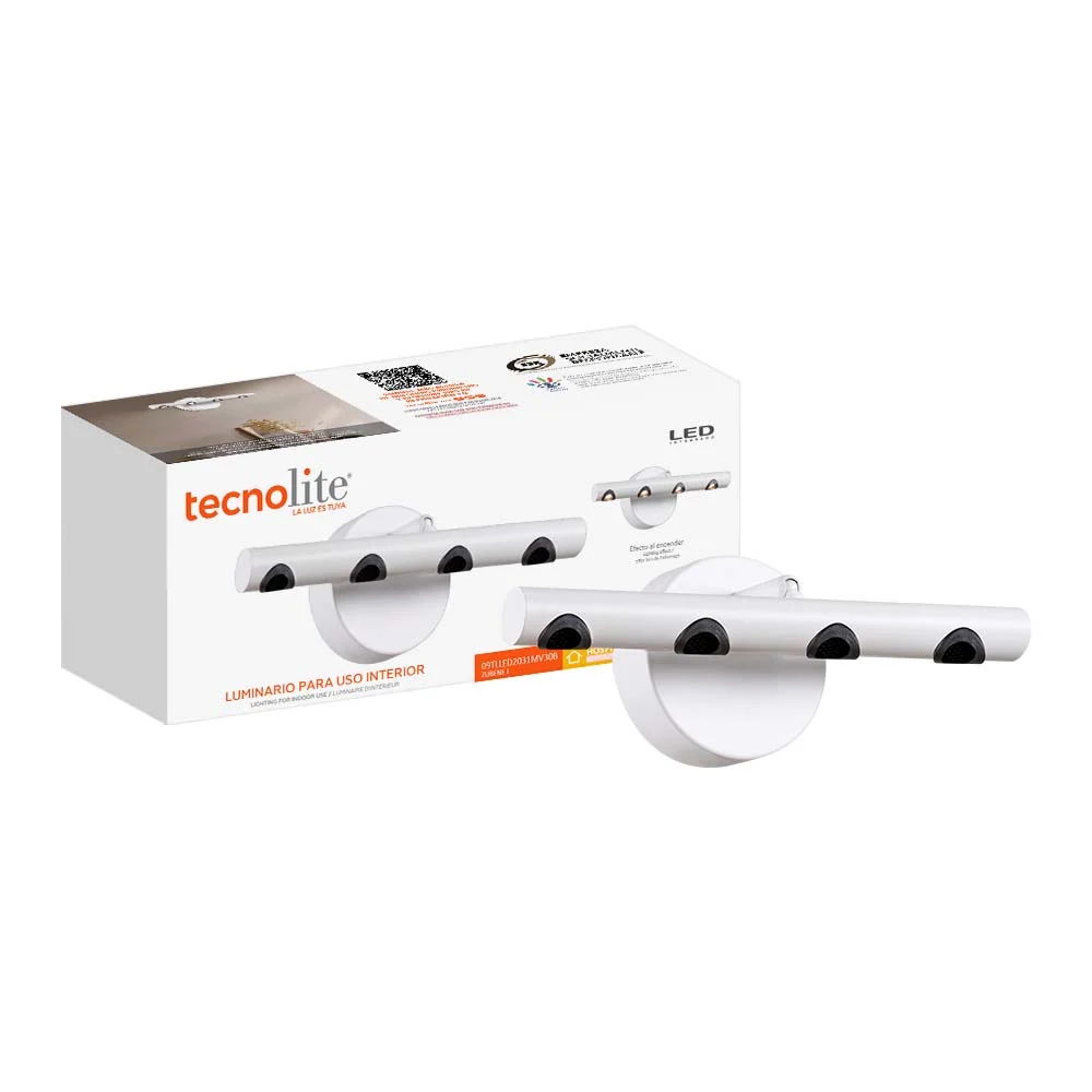 LAMPARA DE PARED ARBOTANTE LED 9 W LUZ CALIDA BRILLANTE DIRIGIBLE IRC 90 NO ATENUABLE 09TLLED2031MV30B TECNOLITE