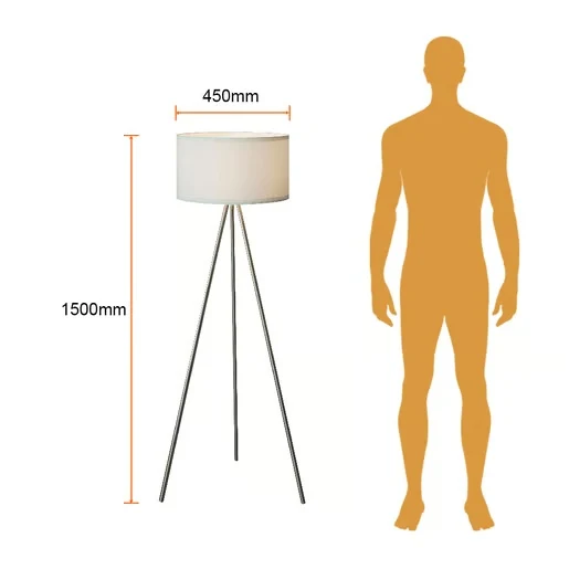 LAMPARA DE PIE TRIPODE DE ACERO POTENCIA MAX. 60 W BASE E27 NO INCLUYE FOCO TECNOLITE