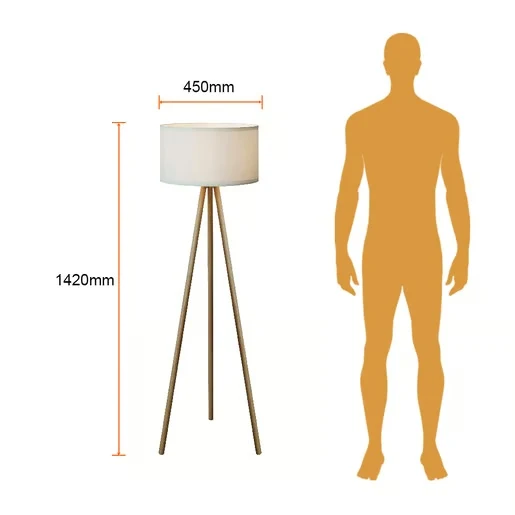 LAMPARA DE PIE TRIPODE DE MADERA POTENCIA MAX. 60 W BASE E27 NO INCLUYE FOCO TECNOLITE