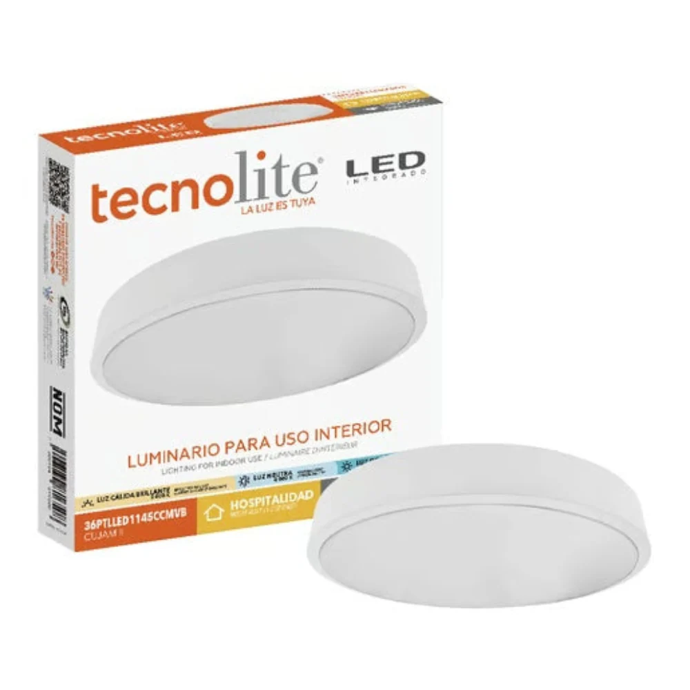LAMPARA PLAFON LED TECHO 36 W LUZ BLANCA AJUSTABLE GRAN FORMATO NO ATENUABLE 36PTLLED1145CCMVB TECNOLITE