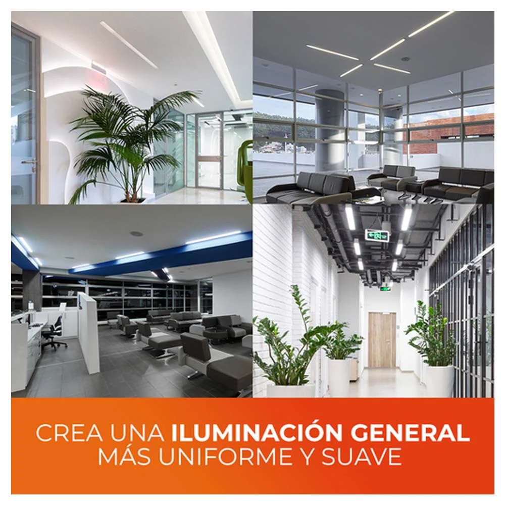 LAMPARA REGLETA LED 1.20 M SOBREPONER 36 W LUZ DE DIA NO ATENUABLE LED INTEGRADO 36FLCPLED120MV65B TECNOLITE