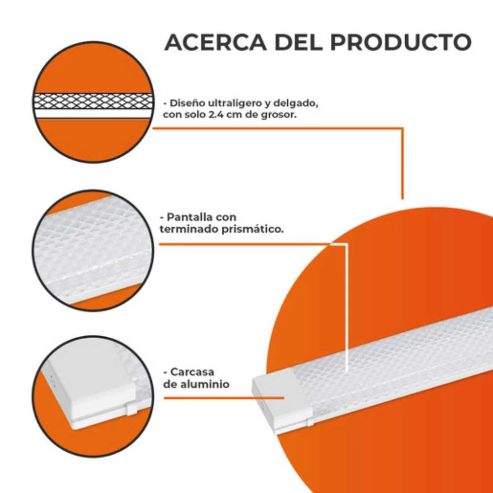 LAMPARA REGLETA LED 1.20 M SOBREPONER 36 W LUZ BLANCA NEUTRA NO ATENUABLE LED INTEGRADO 36FLCPLED120MV40B TECNOLITE