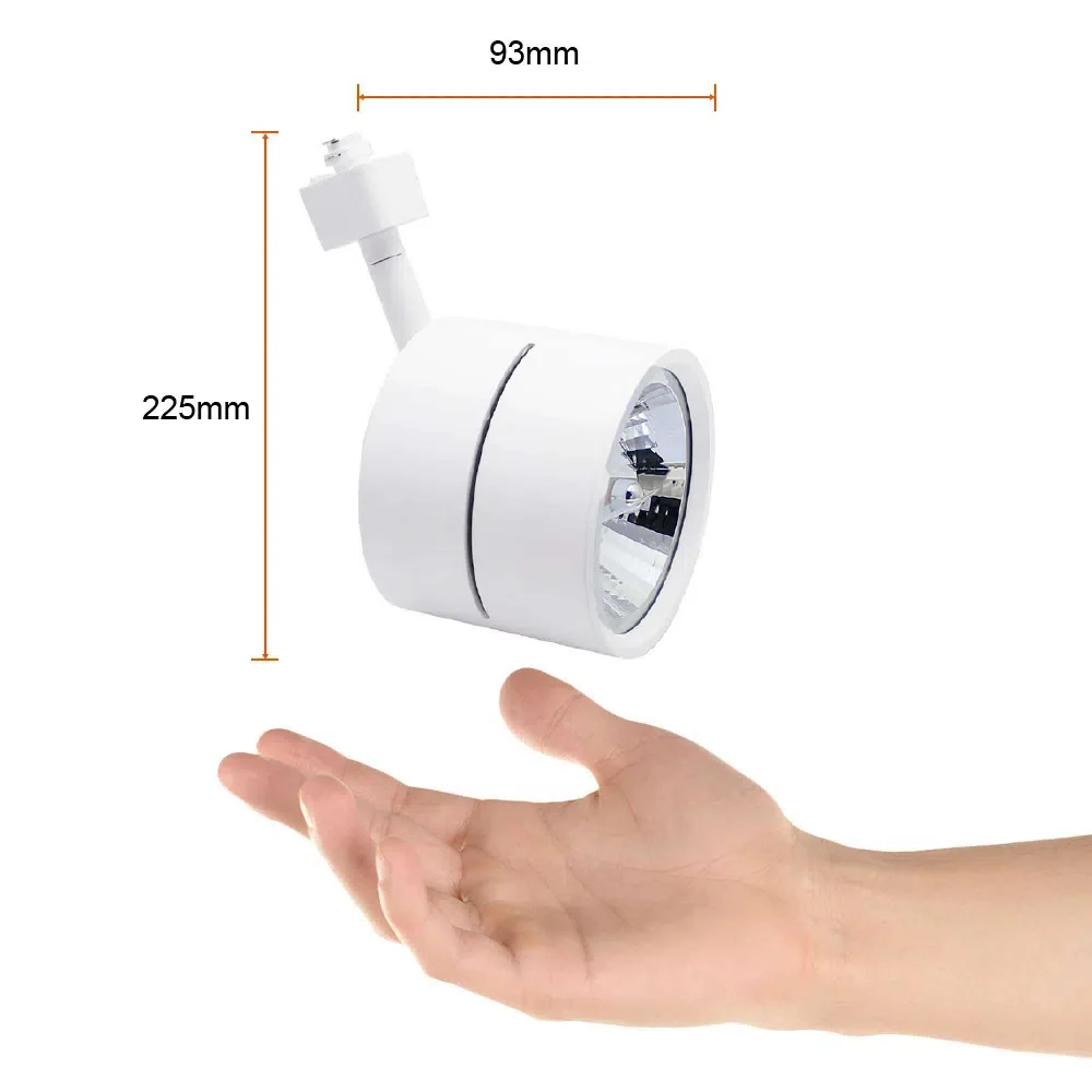 LAMPARA SPOT DE RIEL DIRIGIBLE POTENCIA MAX. 60 W BASE G53 FOCO AR111 NO INCLUIDO 60YS390MVB TECNOLITE